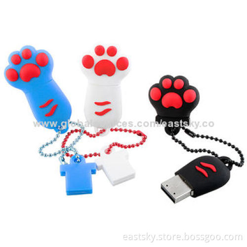 Custom Cat Claw-shaped Thumb Drive, Made of Soft PVC Material, OEM Orders Welcomed